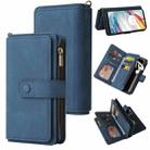 For Motorola Moto G60 Skin Feel PU + TPU Horizontal Flip Leather Case With Holder & 15 Cards Slot & Wallet & Zipper Pocket & Lanyard(Blue) - 1