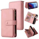 For Motorola Moto G Power (2021) Skin Feel PU + TPU Horizontal Flip Leather Case With Holder & 15 Cards Slot & Wallet & Zipper Pocket & Lanyard(Pink) - 1