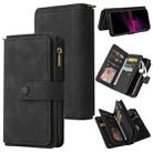 For Sony Xperia 1 III Skin Feel PU + TPU Horizontal Flip Leather Case With Holder & 15 Cards Slot & Wallet & Zipper Pocket & Lanyard(Black) - 1