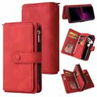 For Sony Xperia 1 III Skin Feel PU + TPU Horizontal Flip Leather Case With Holder & 15 Cards Slot & Wallet & Zipper Pocket & Lanyard(Red) - 1