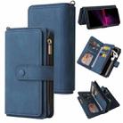 For Sony Xperia 1 III Skin Feel PU + TPU Horizontal Flip Leather Case With Holder & 15 Cards Slot & Wallet & Zipper Pocket & Lanyard(Blue) - 1