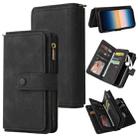 For Sony Xperia 10 III Skin Feel PU + TPU Horizontal Flip Leather Case With Holder & 15 Cards Slot & Wallet & Zipper Pocket & Lanyard(Black) - 1