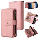 For Sony Xperia 10 III Skin Feel PU + TPU Horizontal Flip Leather Case With Holder & 15 Cards Slot & Wallet & Zipper Pocket & Lanyard(Pink) - 1