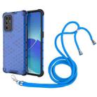 For OPPO Reno6 4G Shockproof Honeycomb PC + TPU Case with Neck Lanyard(Blue) - 1