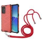 For OPPO Reno6 4G Shockproof Honeycomb PC + TPU Case with Neck Lanyard(Red) - 1