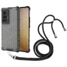 For vivo X70 Pro Shockproof Honeycomb PC + TPU Case with Neck Lanyard(Black) - 1