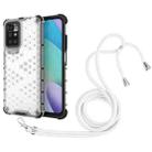 For Xiaomi Redmi 10 Shockproof Honeycomb PC + TPU Case with Neck Lanyard(White) - 1