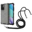 For Xiaomi Redmi 10 Shockproof Honeycomb PC + TPU Case with Neck Lanyard(Black) - 1