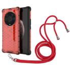 For Honor Magic3 Pro Plus Shockproof Honeycomb PC + TPU Case with Neck Lanyard(Red) - 1