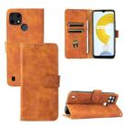 For OPPO Realme C21Y Solid Color Skin Feel Magnetic Buckle Horizontal Flip Calf Texture PU Leather Case with Holder & Card Slots & Wallet(Brown) - 1