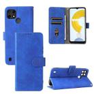 For OPPO Realme C21Y Solid Color Skin Feel Magnetic Buckle Horizontal Flip Calf Texture PU Leather Case with Holder & Card Slots & Wallet(Blue) - 1