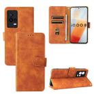 For vivo iQOO 8 Solid Color Skin Feel Magnetic Buckle Horizontal Flip Calf Texture PU Leather Case with Holder & Card Slots & Wallet(Brown) - 1