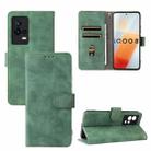 For vivo iQOO 8 Solid Color Skin Feel Magnetic Buckle Horizontal Flip Calf Texture PU Leather Case with Holder & Card Slots & Wallet(Green) - 1