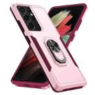 For Samsung Galay S21 Ultra 5G Pioneer Armor Heavy Duty PC + TPU Shockproof Case with Holder(Pink) - 1