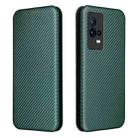 For vivo iQOO 8 Pro Carbon Fiber Texture Horizontal Flip TPU + PC + PU Leather Case with Card Slot(Green) - 2