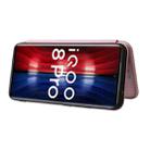 For vivo iQOO 8 Pro Carbon Fiber Texture Horizontal Flip TPU + PC + PU Leather Case with Card Slot(Pink) - 5