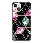 For iPhone 13 Abstract Marble Pattern Glass Protective Case(HC-A16) - 1