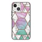 For iPhone 13 mini Abstract Marble Pattern Glass Protective Case (GK-A16) - 1