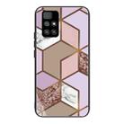 For Xiaomi Redmi 10 Abstract Marble Pattern Glass Protective Case(Rhombus Orange Purple) - 1