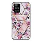 For Xiaomi Redmi 10 Abstract Marble Pattern Glass Protective Case(Rhombus Rose) - 1