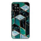 For Xiaomi Redmi 10 Abstract Marble Pattern Glass Protective Case(Rhombus Dark Green) - 1