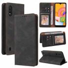 For Samsung Galaxy A01 EU Version Simple Suction Closure Horizontal Flip Leather Case with Holder & Card Slot & Wallet(Black) - 1