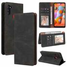 For Samsung Galaxy A11 US Version Simple Suction Closure Horizontal Flip Leather Case with Holder & Card Slot & Wallet(Black) - 1