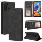 For Samsung Galaxy A21 EU Version Simple Suction Closure Horizontal Flip Leather Case with Holder & Card Slot & Wallet(Black) - 1