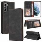 For Samsung Galaxy S21 5G Simple Suction Closure Horizontal Flip Leather Case with Holder & Card Slot & Wallet(Black) - 1