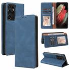 For Samsung Galaxy S21 Ultra 5G Simple Suction Closure Horizontal Flip Leather Case with Holder & Card Slot & Wallet(Blue) - 1