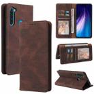 For Xiaomi Redmi Note 8 Simple Suction Closure Horizontal Flip Leather Case with Holder & Card Slot & Wallet(Brown) - 1