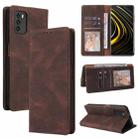For Xiaomi Redmi Note 10 Simple Suction Closure Horizontal Flip Leather Case with Holder & Card Slot & Wallet(Brown) - 1