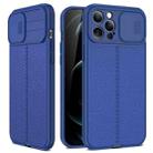 For iPhone 13 Litchi Texture Sliding Camshield TPU Protective Case(Blue) - 1