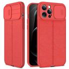 For iPhone 13 Litchi Texture Sliding Camshield TPU Protective Case(Red) - 1