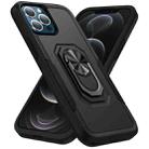 For iPhone 13 Pro Ring Kickstand Heavy Duty Shockproof Phone Case (Black) - 1