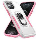 For iPhone 13 Pro Max Ring Kickstand Heavy Duty Shockproof Phone Case (White) - 1