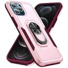 For iPhone 13 Pro Max Ring Kickstand Heavy Duty Shockproof Phone Case (Pink) - 1