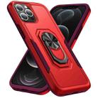 For iPhone 13 Pro Max Ring Kickstand Heavy Duty Shockproof Phone Case (Red) - 1