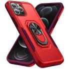 For iPhone 12 / 12 Pro Ring Kickstand Heavy Duty Shockproof Phone Case(Red) - 1