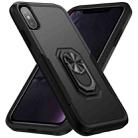 For iPhone X / XS Ring Kickstand Heavy Duty Shockproof Phone Case(Black) - 1