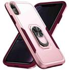 For iPhone XR Ring Kickstand Heavy Duty Shockproof Phone Case(Pink) - 1