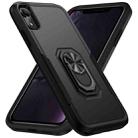 For iPhone XR Ring Kickstand Heavy Duty Shockproof Phone Case(Black) - 1