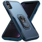 For iPhone XR Ring Kickstand Heavy Duty Shockproof Phone Case(Blue) - 1