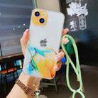 For iPhone 13 Hollow Marble Pattern TPU Precise Hole Protective Case with Neck Strap Rope(Yellow) - 1