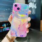 For iPhone 13 mini Laser Marble Pattern Clear TPU Shockproof Protective Case (Pink) - 1