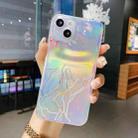 For iPhone 13 mini Laser Marble Pattern Clear TPU Shockproof Protective Case (Gray) - 1