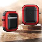 Wireless Earphones Shockproof TPU + PC Protective Case with Carabiner For AirPods 1 / 2(Black+Red) - 1