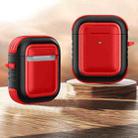 Wireless Earphones Shockproof TPU + PC Protective Case with Carabiner For AirPods 1 / 2(Red+Black) - 1