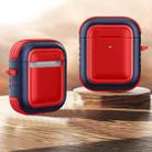 Wireless Earphones Shockproof TPU + PC Protective Case with Carabiner For AirPods 1 / 2(Red+Blue) - 1