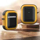 Wireless Earphones Shockproof TPU + PC Protective Case with Carabiner For AirPods 1 / 2(Black+Gold) - 1